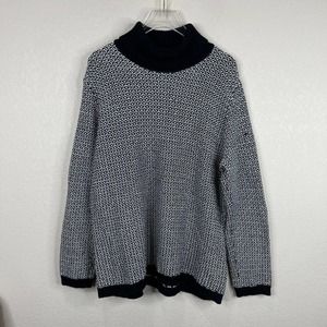 Karen Scott Women Mock Neck Pullover Sweater Long Sleeve White Black Size XLP
